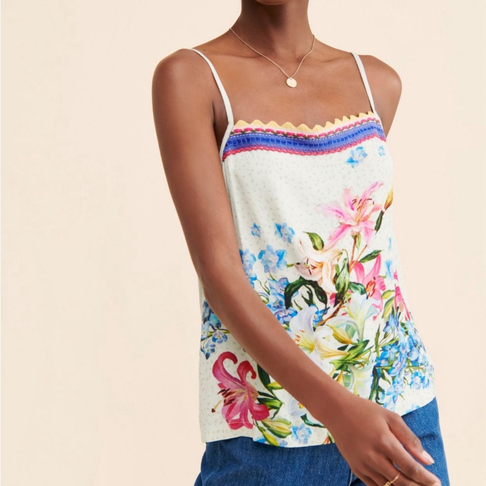 EUC BLINK London floral mixed media tank